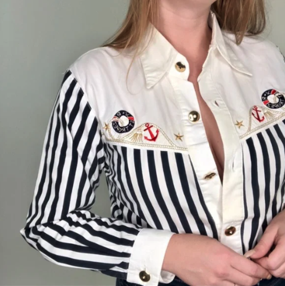 Striped Nautical Button Down Shirts